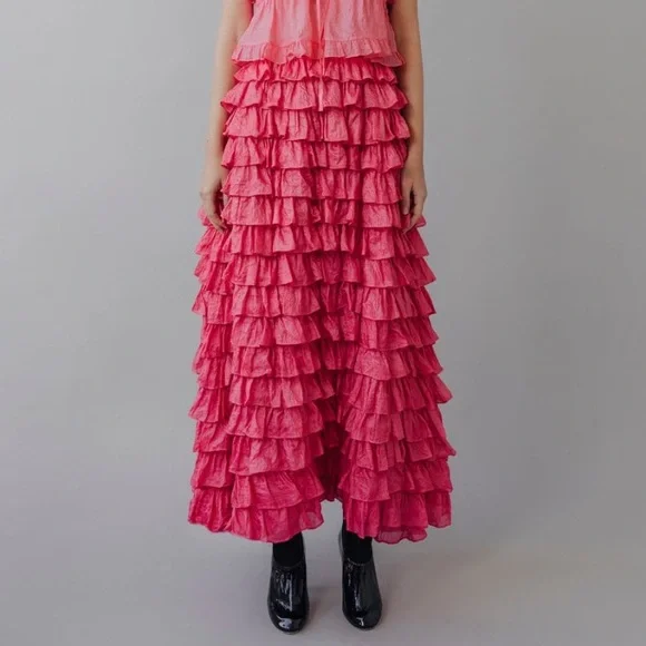 Anaak Pavlova Ruffle Skirt in Shocking Pink - Picture 1 of 8